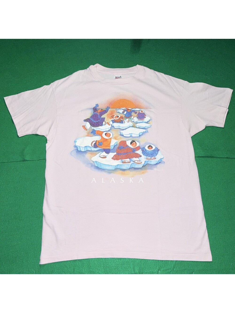 Vintage 90s Barbara Lavallee Alaska Art T Shirt Eskimo Inuit Single Stitch XL